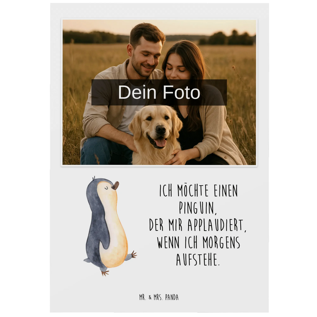 Personalized Photo Postcard Penguin march Personalisierte Foto Postkarte, Pinguin, Pinguine, Frühaufsteher, Langschläfer, Bruder, Schwester, Familie