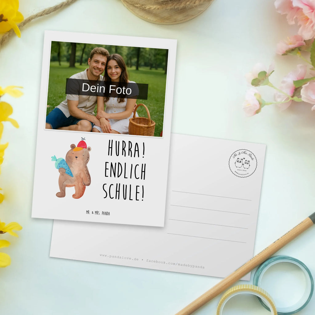 Personalisierte Foto Postkarte Bär Schultüte Personalisierte Foto Postkarte, Bär, Teddy, Teddybär, Einschulung Geschenk, Schule Geschenk, Erster Schultag Geschenk, Schulanfang, Grundschule, Schultüte, Schulbeginn, Bär Motiv