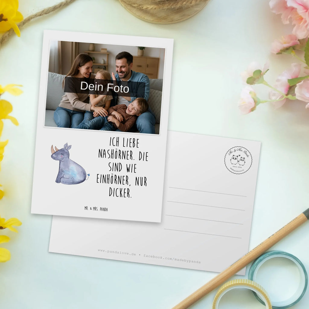 Personalisierte Foto Postkarte Einhorn Nashorn Personalisierte Foto Postkarte, Einhorn, Einhörner, Einhorn Deko, Unicorn, lustig, Glitzer, Regenbogen, witzig, Einhornpower, Nashorn, Zoo, Nashörner, Erwachsenwerden