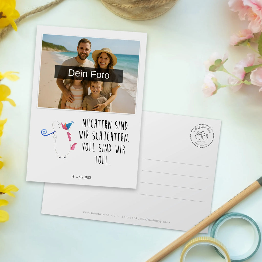 Personalisierte Foto Postkarte Einhorn Party Personalisierte Foto Postkarte, Einhorn, Einhörner, Einhorn Deko, Unicorn, Konfetti, Glitzer, Geburtstag, Disco, Club, Party, Alkohol, Fest, Feier