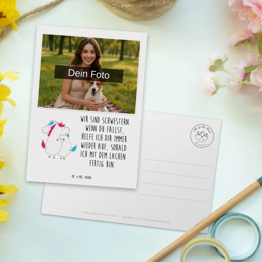 Personalized Photo Postcard unicorns Embrace Personalisierte Foto Postkarte, Einhorn, Einhörner, Einhorn Deko, Unicorn, Freundinnen, Freundin, BFF, Schwester, Schwestern, Familie, Geschwister, Sister, Liebe