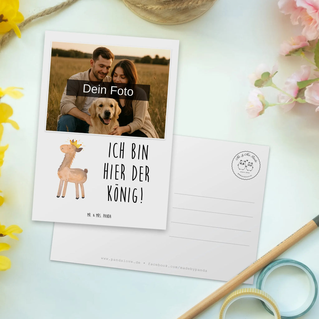Personalisierte Foto Postkarte Lama König Personalisierte Foto Postkarte, Lama, Alpaka, Papa, Büro Kollege, Abi, Kollegin, Königin, Lamas, Chef, Vorgesetzter, König, Mama, Abitur, Freundin