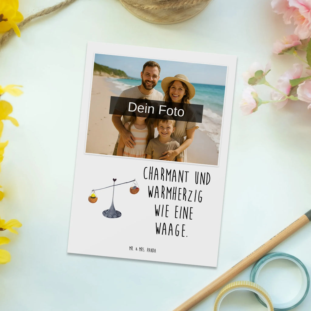 Personalized Photo Postcard Star sign Scale Personalisierte Foto Postkarte, Tierkreiszeichen, Sternzeichen, Horoskop, Astrologie, Aszendent, Waage, Waage Geschenk, Waage Sternzeichen, Geschenk Oktober, Geschenk September, Geburtstag Oktober, Geburtstag September, Gleichgewicht, Marienkäfer, Hummel, Biene