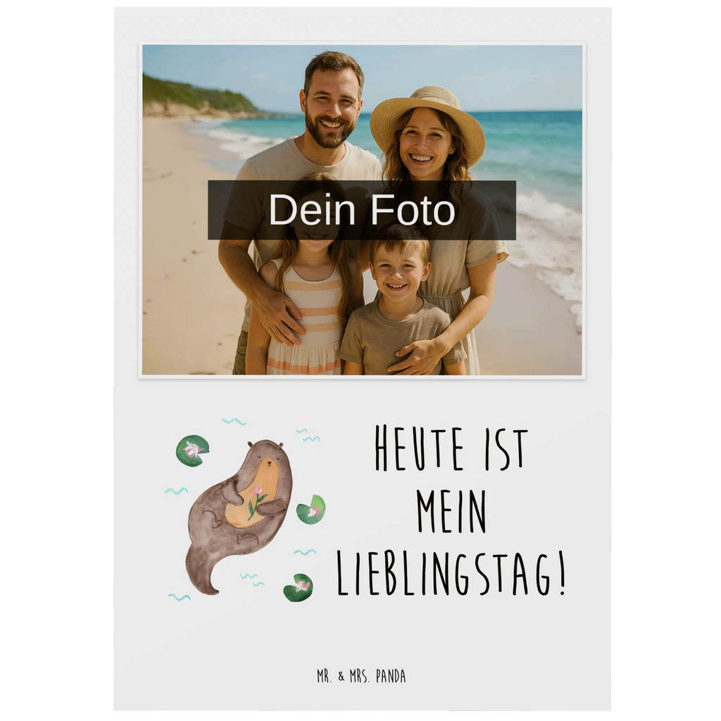 Personalized Photo Postcard otter Water Lily Personalisierte Foto Postkarte, Otter, Fischotter, Seeotter, Otter Seeotter See Otter