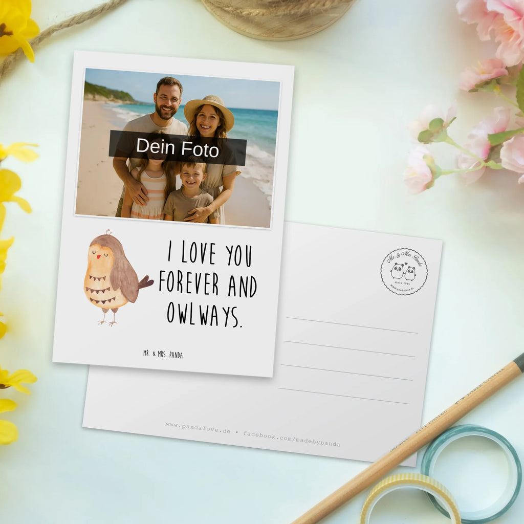 Personalized Photo Postcard Owl Satisfied Personalisierte Foto Postkarte, Eule, Eule Spruch, Eule deko, Owl, Liebe Spruch, Romantisch, Wortspiel lustig, Spruch schön, Geschenk Hochzeitstag