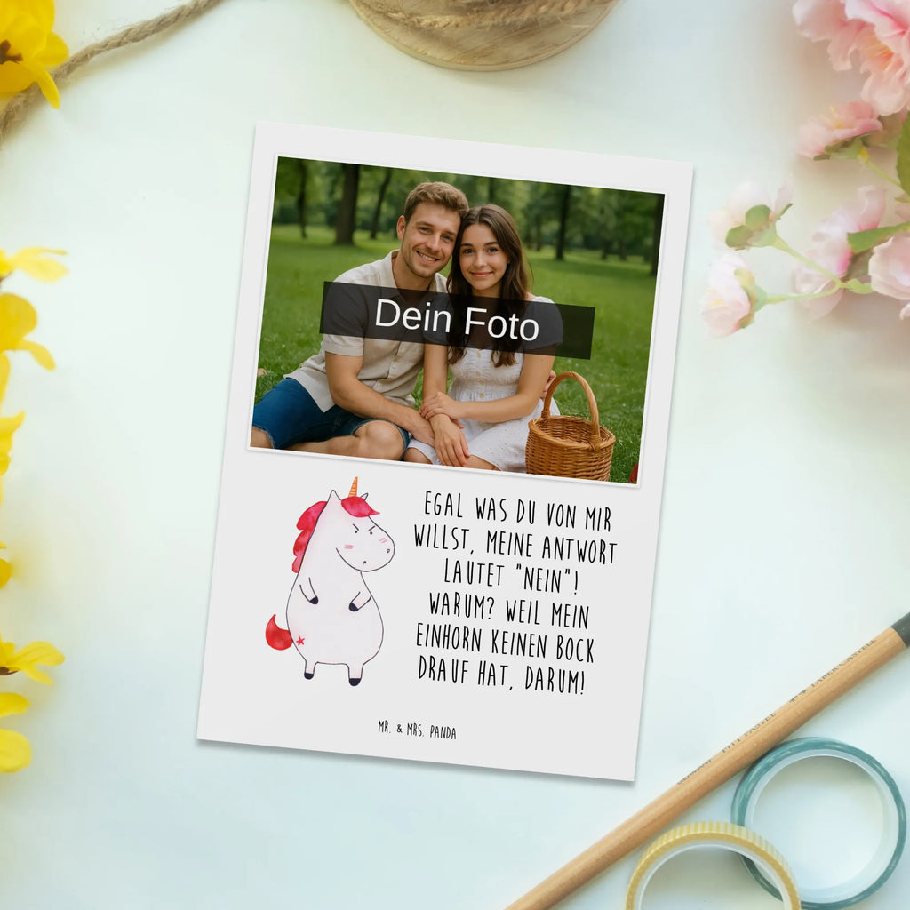 Personalized Photo Postcard unicorn Fury Personalisierte Foto Postkarte, Einhorn, Einhörner, Einhorn Deko, Unicorn, Realität, Ansage, lustlos, nein, Büro, Arbeit, wütend, dumme Fragen, lustig, Spaß, Geschenk