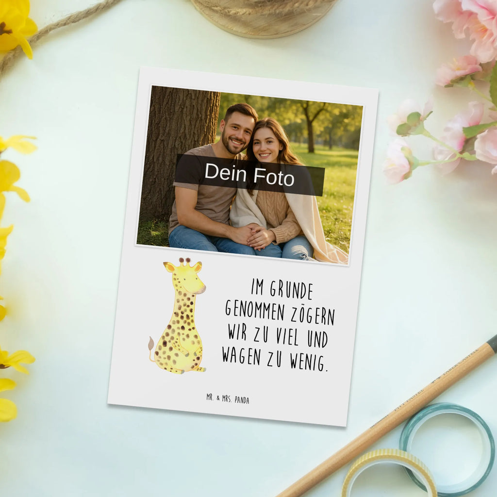 Personalized Photo Postcard giraffe Satisfied Personalisierte Foto Postkarte, Afrika, Wildtiere, Zufrieden, Abenteuer, Glück, Giraffe