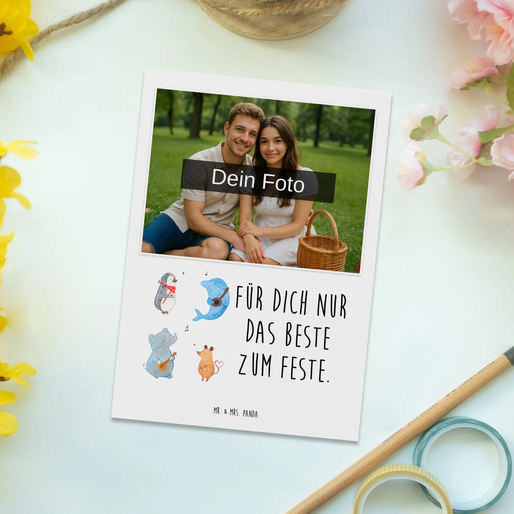 Personalized Photo Postcard Big tape Personalisierte Foto Postkarte, Tiermotive, Gute Laune, lustige Sprüche, Tiere, Hund, Pinguin, Maus, Elefant, Delfin, Gitarre, Band, Triangel, Musikanten, Musik