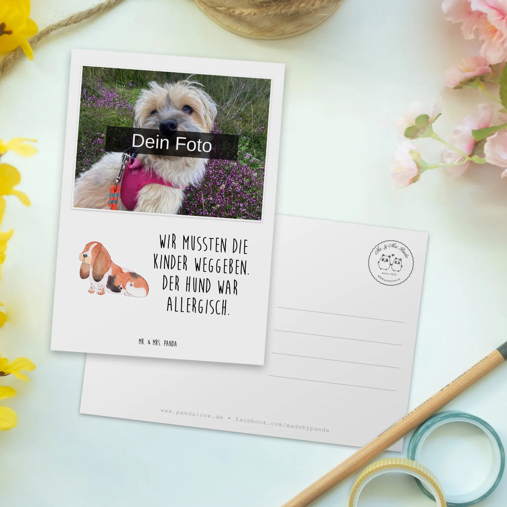 Personalisierte Foto Postkarte Hund Basset Hound Personalisierte Foto Postkarte, Hund, Hundemotiv, Haustier, Hunderasse, Tierliebhaber, Hundebesitzer, Sprüche, Basset Hound, Basset, Hundeliebe, kinderlos