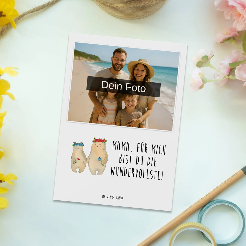 Personalized Photo Postcard Bears with flower crown Personalisierte Foto Postkarte, Familie, Vatertag, Muttertag, Bruder, Schwester, Mama, Papa, Oma, Opa, beste Mutter, Family, Mutti, Geschenk Mama. Muttertag, Vorbild, Kind, Bär, Bären, Töchter, Kinder, Lieblingsmama, Lieblingsmensch, Mutter, Mami, Tochter, weltbeste Mama