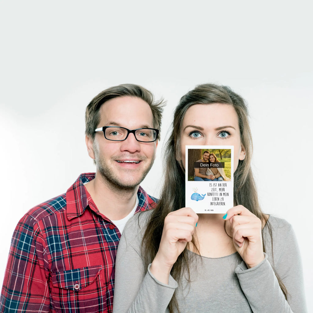 Personalisierte Foto Postkarte Wal Konfetti Personalisierte Foto Postkarte, Meerestiere, Meer, Urlaub, Trennung, Geburtstag, Neuanfang, Konfetti, Wal, Wale, Abnehmen, Lebensabschnitt, Motivation, Diät, Neustart