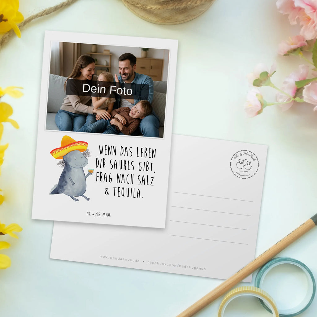 Personalized Photo Postcard axolotl tequila Personalisierte Foto Postkarte, Axolotl, Molch, Sombrero, Schwanzlurch, Zitrone, Feuersalamander, Tequila, Feuerdrache, Motivation, Lurch, Spruch, Mexiko, Mexico, Lurche, Axolot