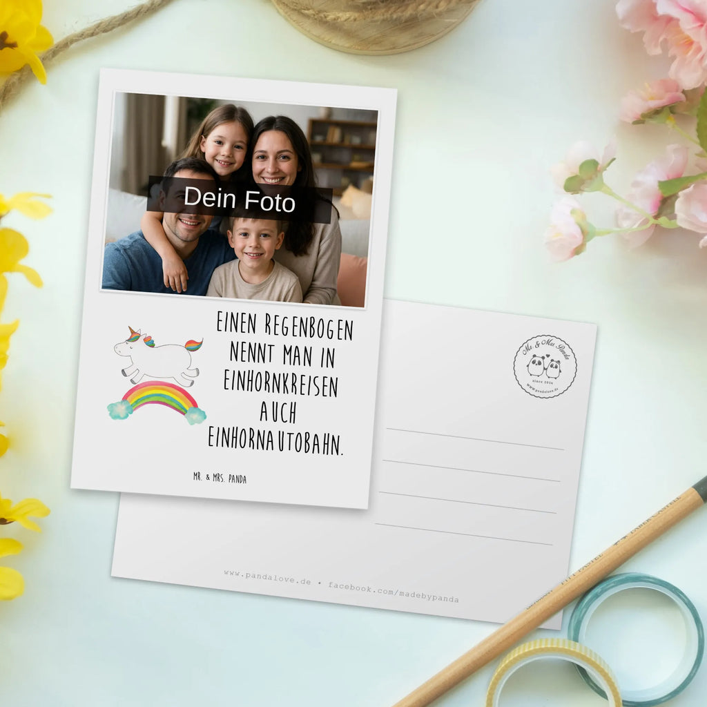 Personalized Photo Postcard unicorn rainbow Personalisierte Foto Postkarte, Einhorn, Einhörner, Einhorn Deko, Unicorn, Glitzer, Einhornpower, Erwachsenwerden, Regenbogen, Einhornautobahn