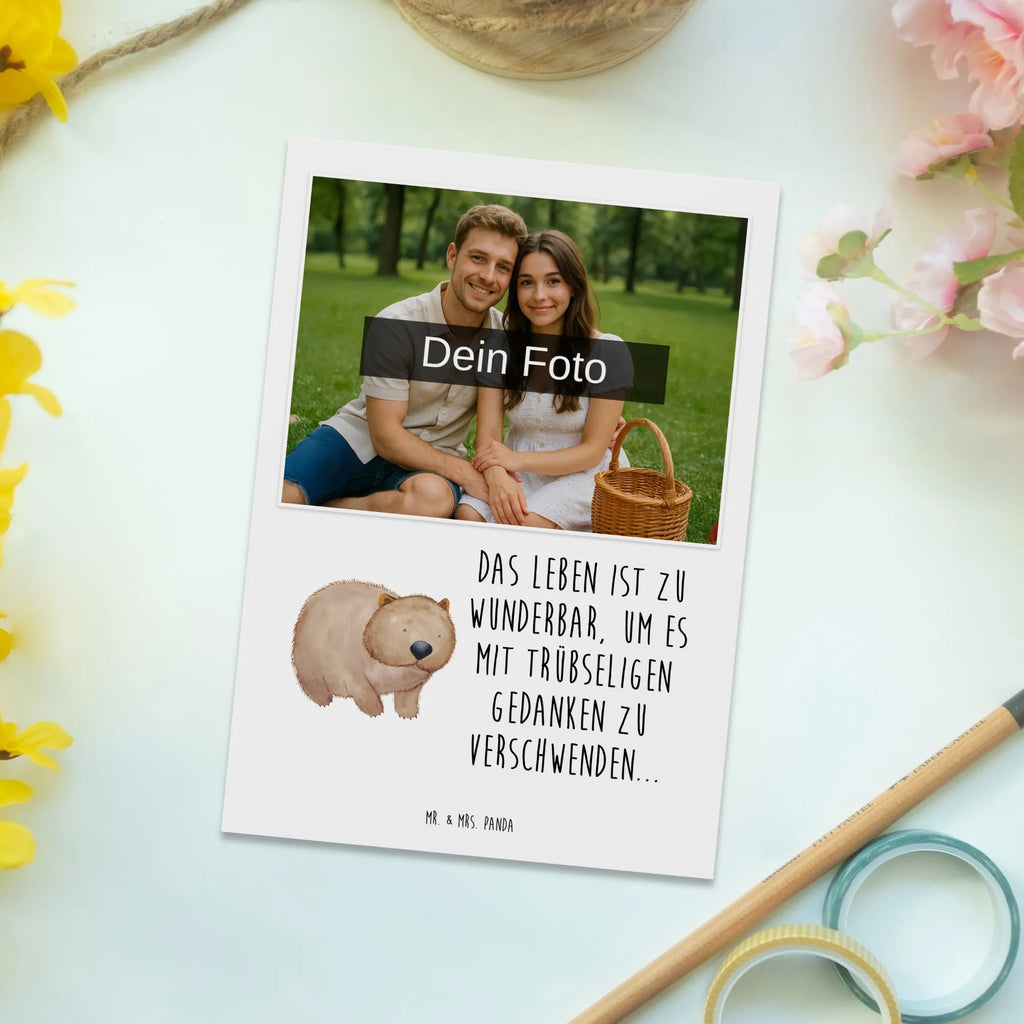 Personalized Photo Postcard Wombat Personalisierte Foto Postkarte, Tiermotive, Gute Laune, lustige Sprüche, Tiere, Australien, Das Leben ist schön, Motivation, Wombat, Spruch