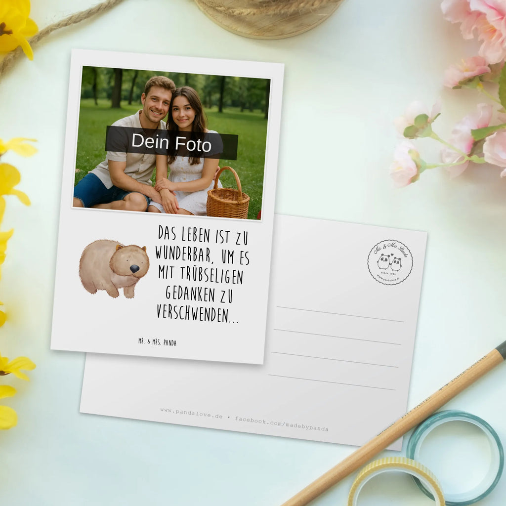 Personalized Photo Postcard Wombat Personalisierte Foto Postkarte, Tiermotive, Gute Laune, lustige Sprüche, Tiere, Australien, Das Leben ist schön, Motivation, Wombat, Spruch