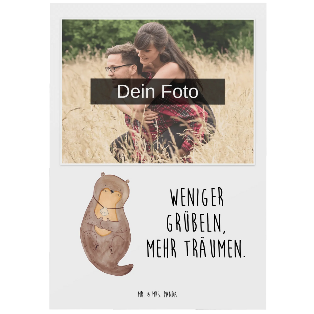 Personalized Photo Postcard otter shell Personalisierte Foto Postkarte, Otter, Fischotter, Seeotter, Otterliebe, träumen, Büro, Tagträumen, Motivation, grübeln