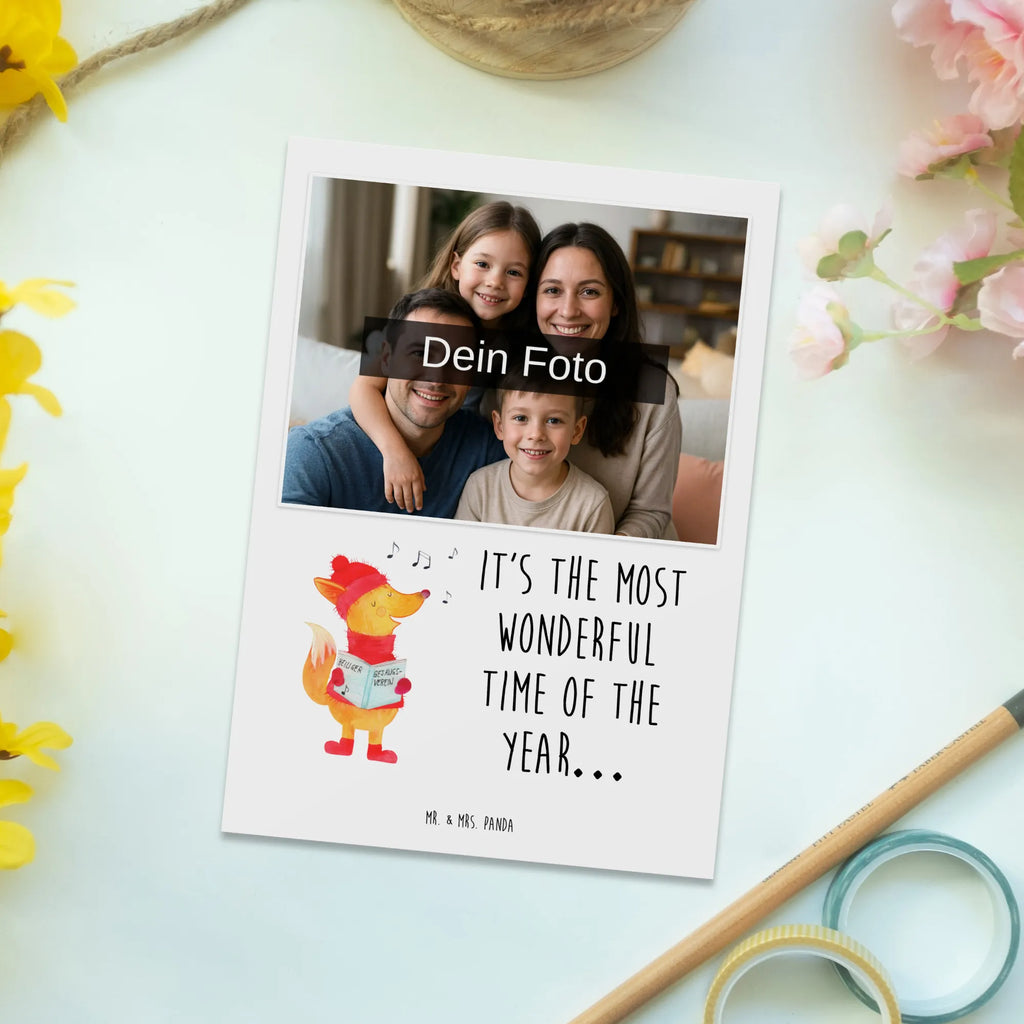 Personalized Photo Postcard Fox Singer Personalisierte Foto Postkarte, Winter, Weihnachten, Weihnachtsdeko, Nikolaus, Advent, Heiligabend, Wintermotiv, Fuchs, Füchse, Sänger, Geschenk Sänger, Singen, Weihnachtslieder