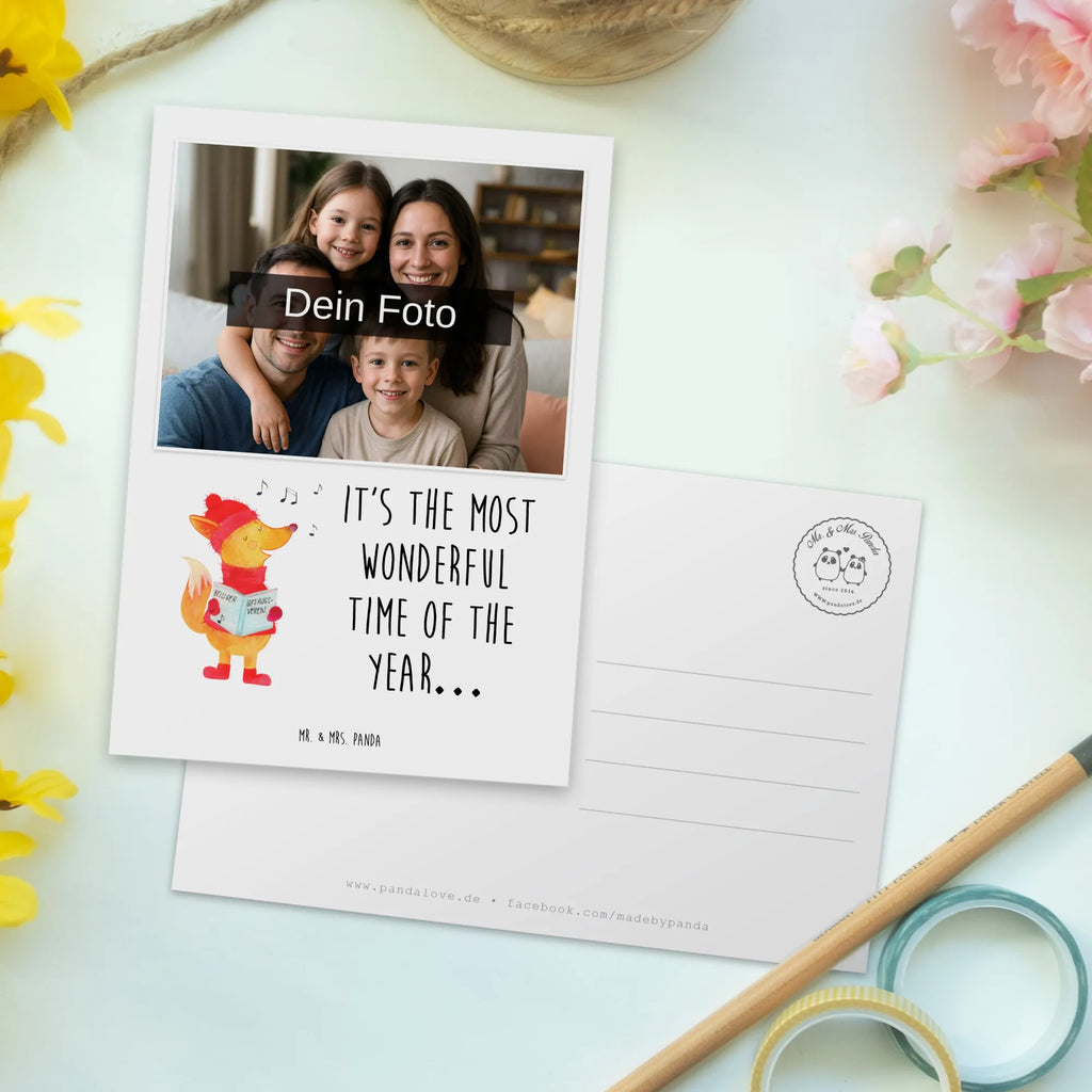 Personalized Photo Postcard Fox Singer Personalisierte Foto Postkarte, Winter, Weihnachten, Weihnachtsdeko, Nikolaus, Advent, Heiligabend, Wintermotiv, Fuchs, Füchse, Sänger, Geschenk Sänger, Singen, Weihnachtslieder