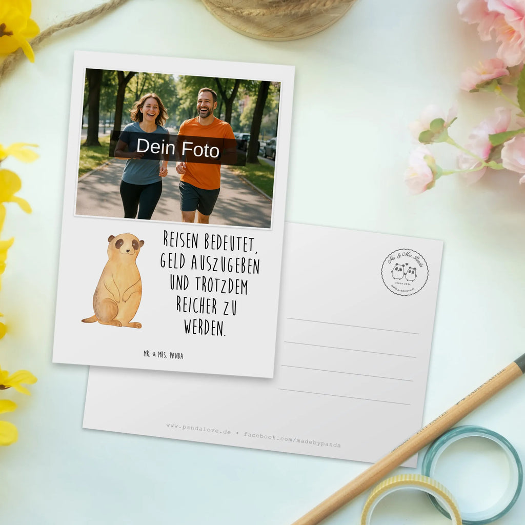 Personalized Photo Postcard Meerkat Personalisierte Foto Postkarte, Afrika, Wildtiere, Traveling, Reisen, Roadtrip, Afrikareise, Weltreise, Erdmännchen, Spruch
