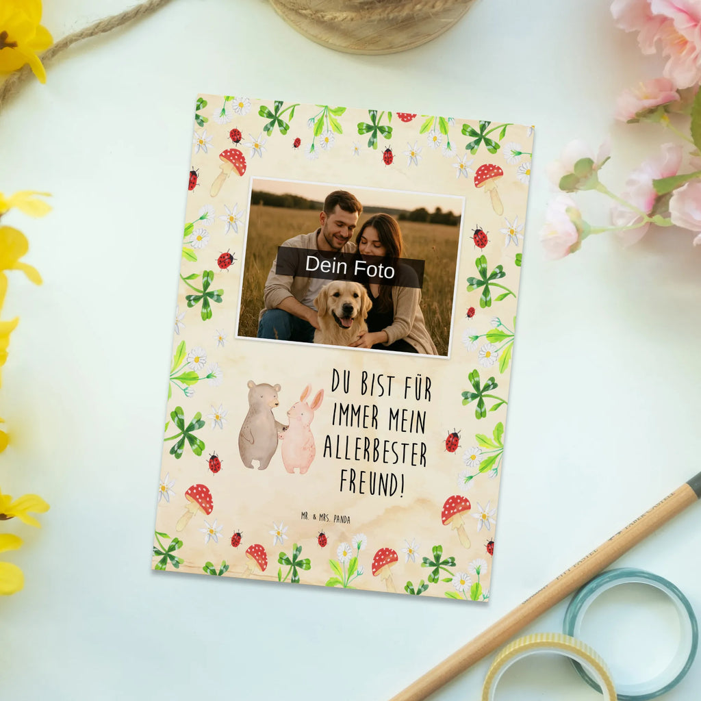 Personalisierte Foto Postkarte Bär und Hase Umarmen Personalisierte Foto Postkarte, Liebe, Partner, Freund, Freundin, Ehemann, Ehefrau, Heiraten, Verlobung, Heiratsantrag, Liebesgeschenk, Jahrestag, Hocheitstag, Bärchen, Freunde, Bär, Hase, best friends, bester Freund