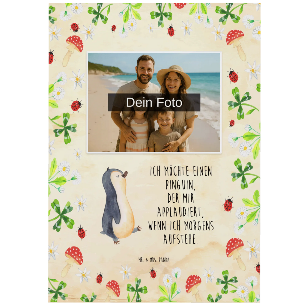 Personalized Photo Postcard Penguin march Personalisierte Foto Postkarte, Pinguin, Pinguine, Frühaufsteher, Langschläfer, Bruder, Schwester, Familie