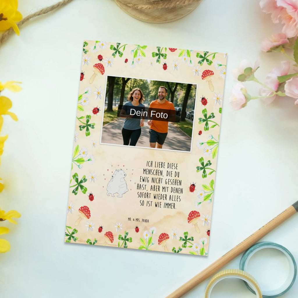 Personalized Photo Postcard Icebear Embrace Personalisierte Foto Postkarte, Tiermotive, Gute Laune, lustige Sprüche, Tiere