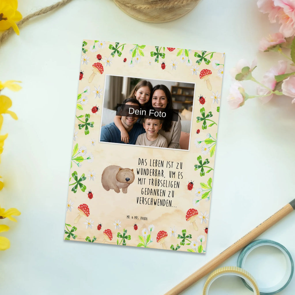 Personalized Photo Postcard Wombat Personalisierte Foto Postkarte, Tiermotive, Gute Laune, lustige Sprüche, Tiere, Australien, Das Leben ist schön, Motivation, Wombat, Spruch