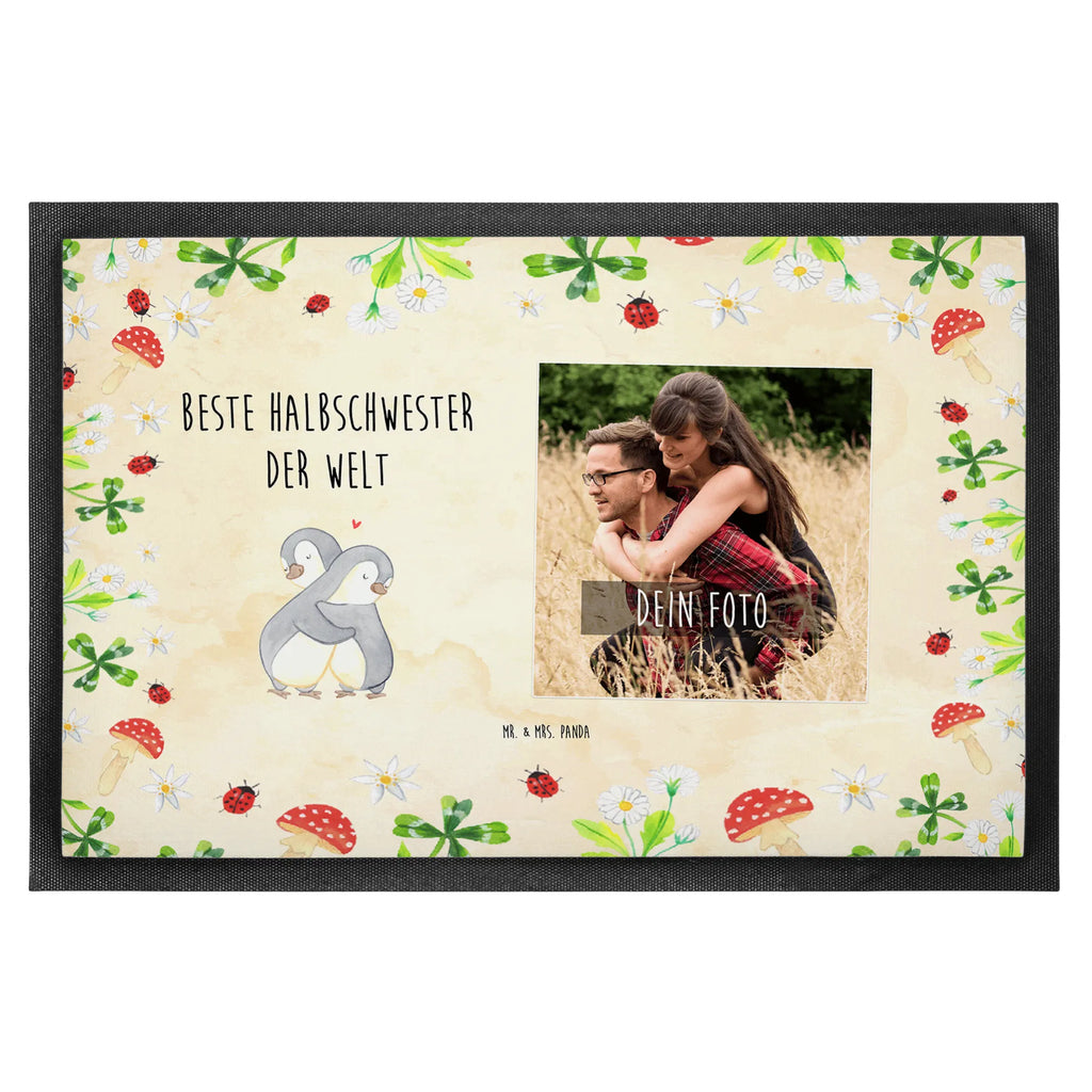 Personalized Photo Doormat penguin Best Half Sister in the World Personalisierte Foto Fußmatte, für, Dankeschön, Geschenk, Schenken, Geburtstag, Geburtstagsgeschenk, Geschenkidee, Danke, Bedanken, Mitbringsel, Freude machen, Geschenktipp, Kleinigkeit, Stiefschwester, Stiefgeschwister, Schwesterherz, Kinder, Sister, Liebe, Tochter, Halbschwester, Familie, Schwestern, Beste, Schwester, Geschwister