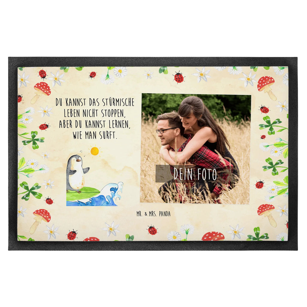 Personalized Photo Doormat Penguin surfer Personalisierte Foto Fußmatte, Pinguin, Pinguine, surfen, Surfer, Hawaii, Urlaub, Wellen, Wellen reiten, Portugal
