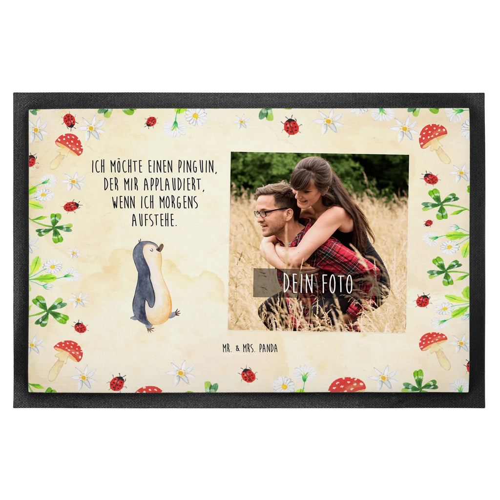 Personalisierte Foto Fußmatte Pinguin marschieren Personalisierte Foto Fußmatte, Pinguin, Langschläfer, Pinguine, Frühaufsteher, Schwester, Bruder, Familie
