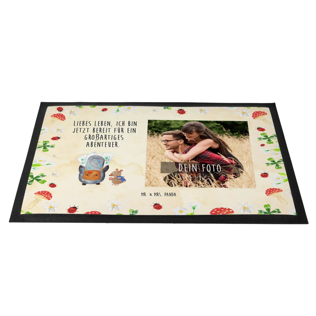 Personalized Photo Doormat Penguin & Mouse Hiker Personalisierte Foto Fußmatte, Pinguin, Pinguine, Abenteurer, Abenteuer, Roadtrip, Ausflug, Wanderlust, wandern