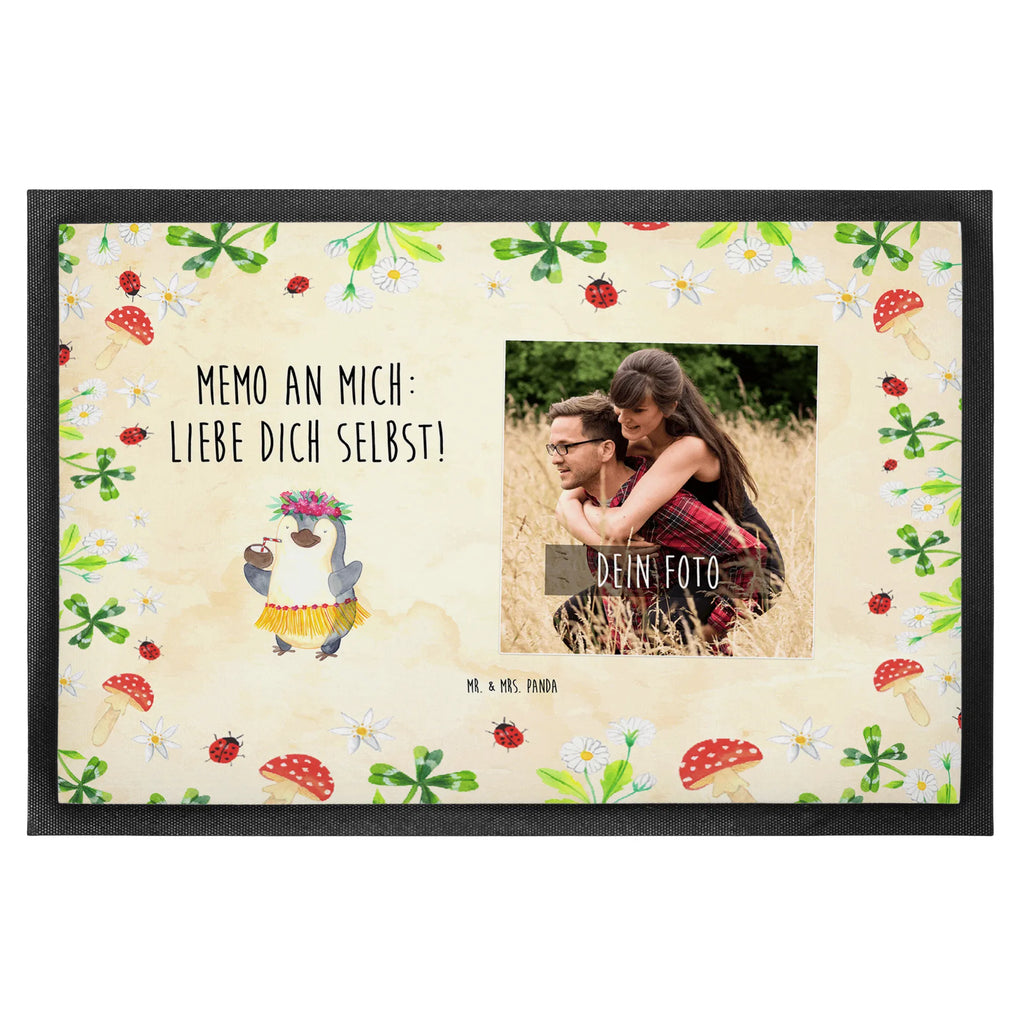 Personalized Photo Doormat Penguin coconut Personalisierte Foto Fußmatte, Pinguin, Aloha, Hawaii, Urlaub, Kokosnuss, Pinguine