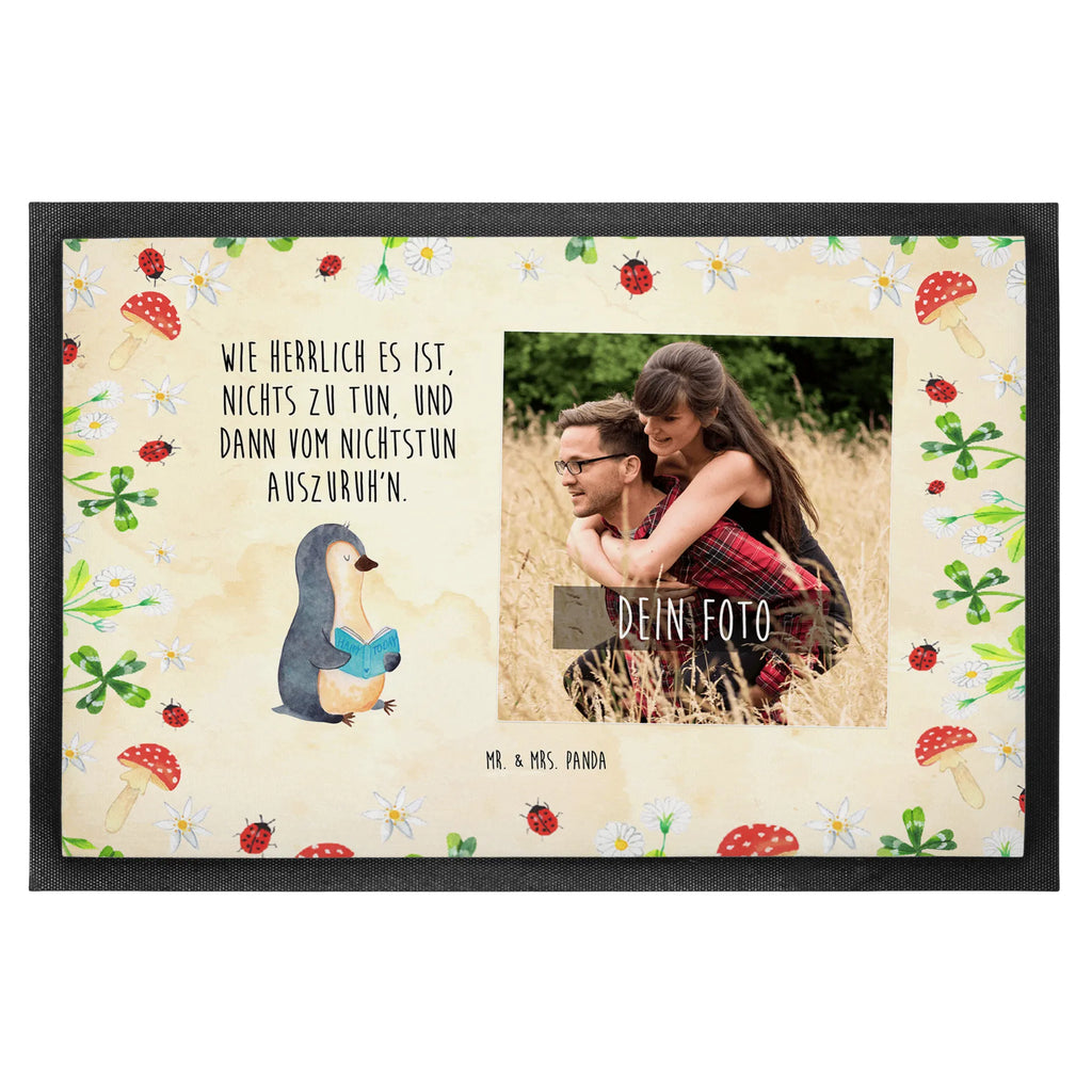 Personalisierte Foto Fußmatte Pinguin Buch Personalisierte Foto Fußmatte, Pinguin, Lesen, Pinguine, Buch, Ferien, Nichtstun, Freizeit, Bücherwurm, Urlaub, Faulenzen