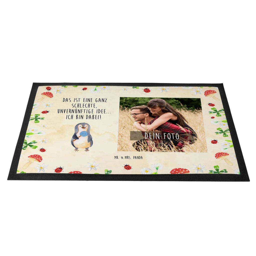 Personalisierte Foto Fußmatte Pinguin Lolli Personalisierte Foto Fußmatte, Pinguin, Pinguine, Lolli, Süßigkeiten, Blödsinn, Spruch, Rebell, Gauner, Ganove, Rabauke