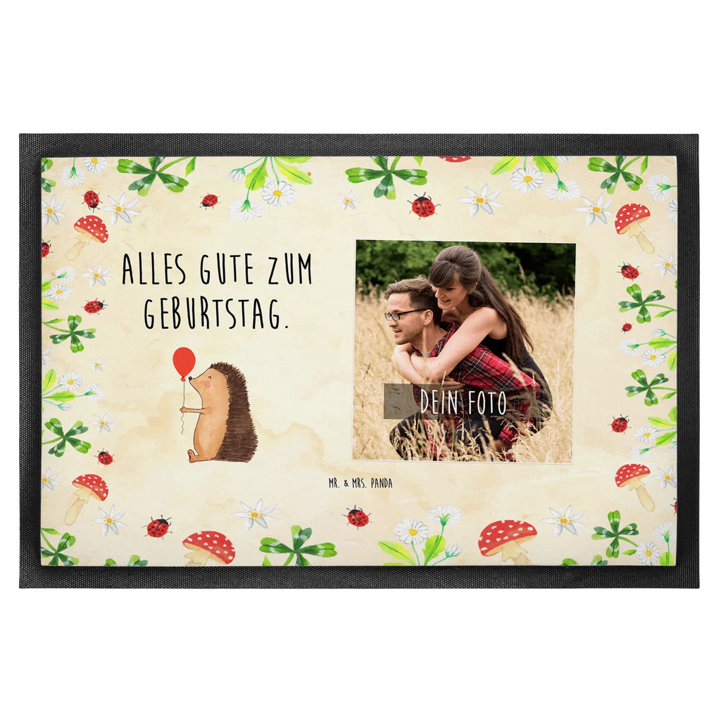 Personalized Photo Doormat Hedgehog balloon Personalisierte Foto Fußmatte, Tiermotive, Gute Laune, lustige Sprüche, Tiere, Igel, Geburtstag, Herzlichen Glückwunsch, Glückwunsch, Geburtstagskind, Ballon, Happy Birthday