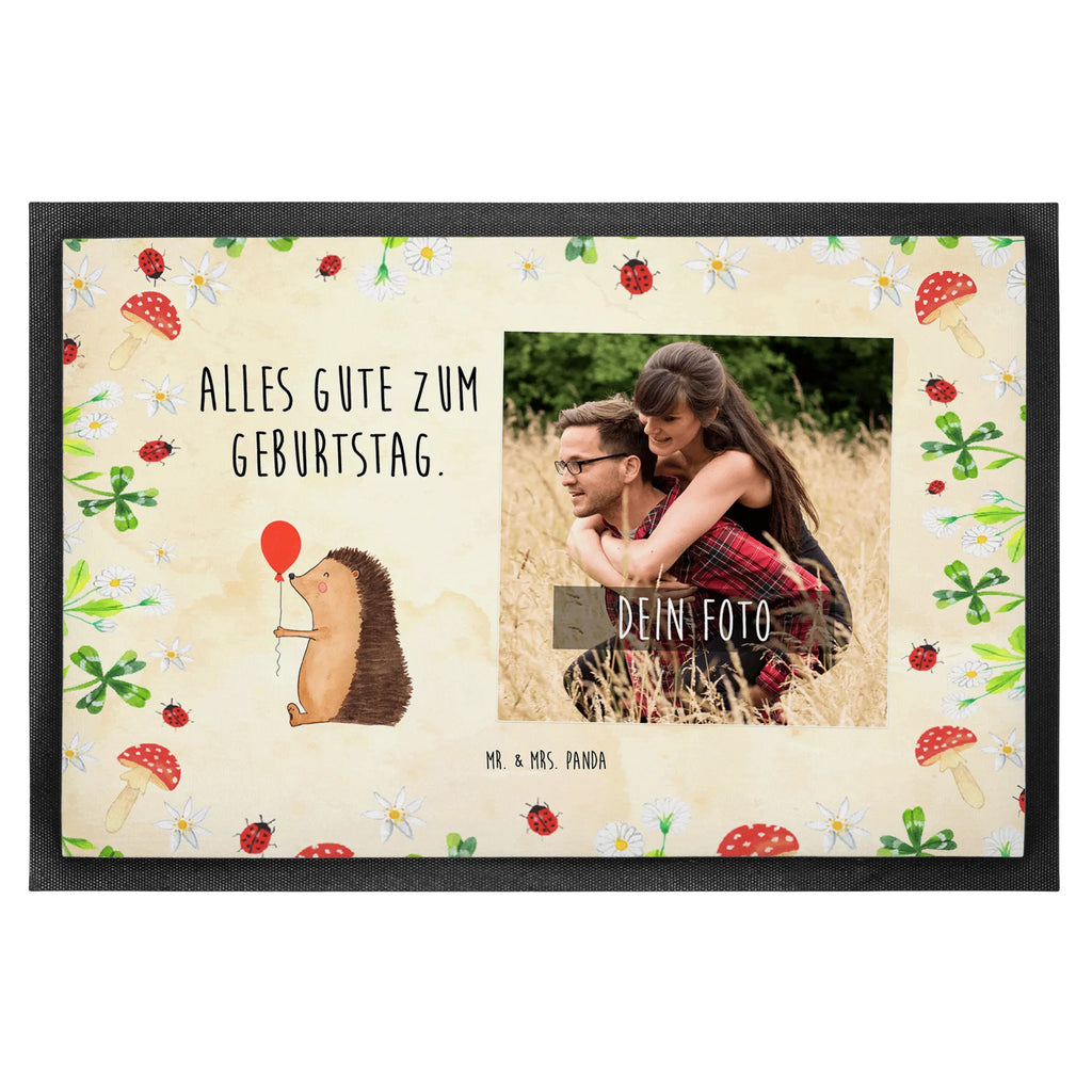 Personalized Photo Doormat Hedgehog balloon Personalisierte Foto Fußmatte, Tiermotive, Gute Laune, lustige Sprüche, Tiere, Igel, Geburtstag, Herzlichen Glückwunsch, Glückwunsch, Geburtstagskind, Ballon, Happy Birthday