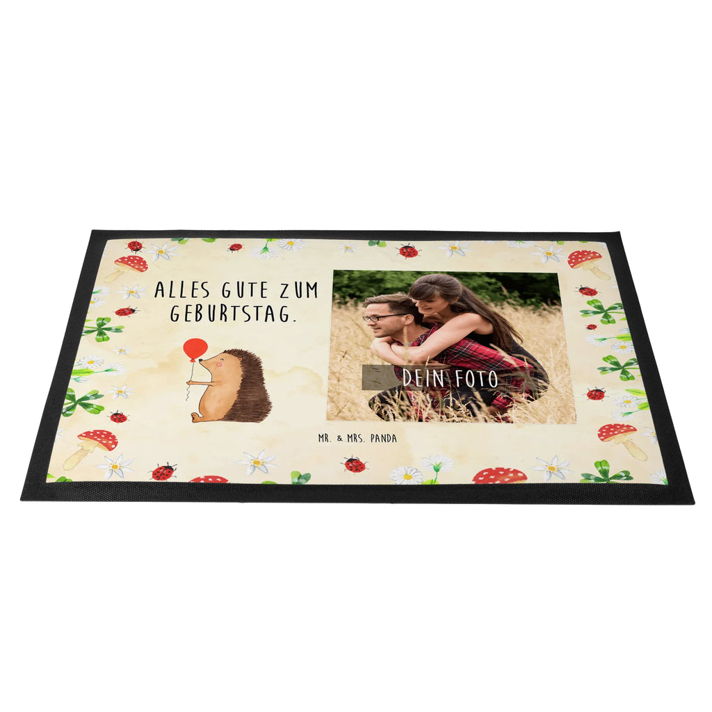 Personalized Photo Doormat Hedgehog balloon Personalisierte Foto Fußmatte, Tiermotive, Gute Laune, lustige Sprüche, Tiere, Igel, Geburtstag, Herzlichen Glückwunsch, Glückwunsch, Geburtstagskind, Ballon, Happy Birthday