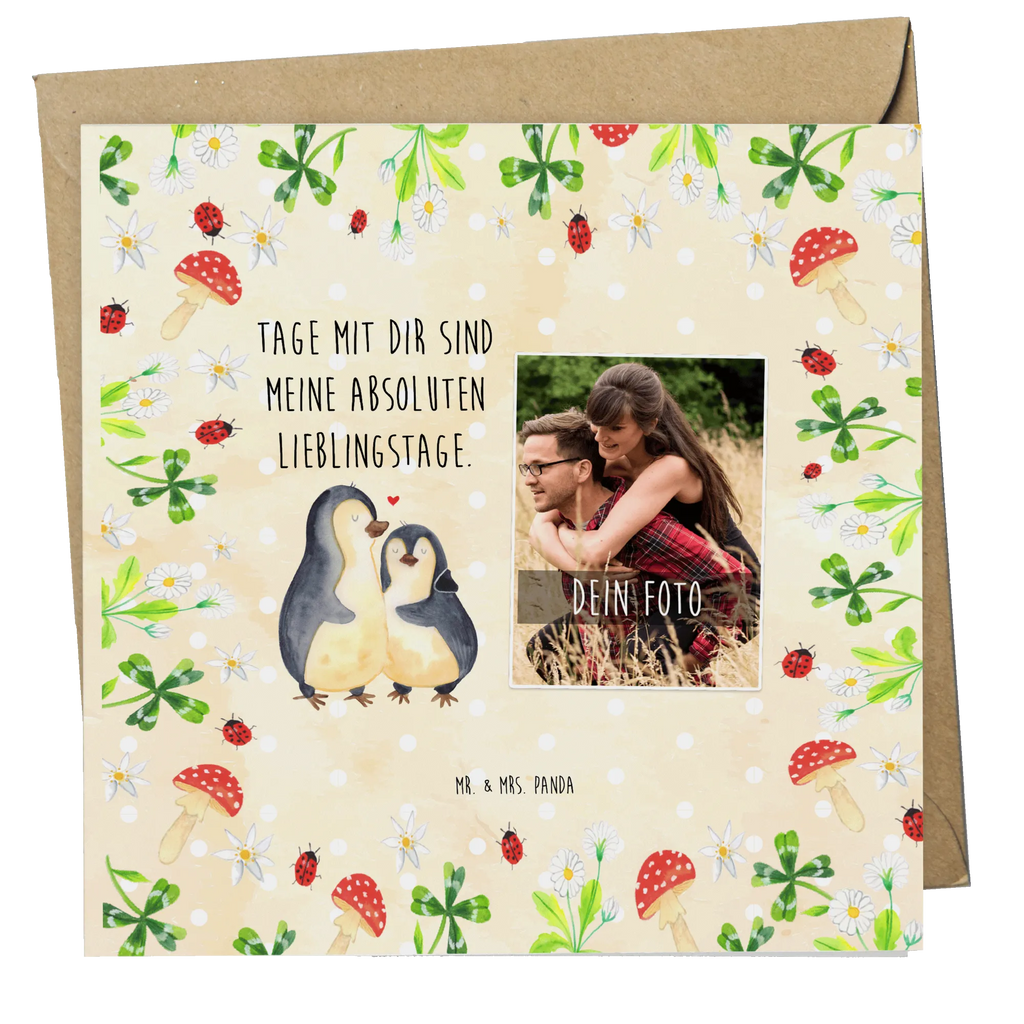 Personalized Photo Deluxe Card Penguin embrace Personalisierte Foto Grußkarte, Pinguin, Liebe, Liebespaar, Liebesbeweis, Liebesgeschenk, Verlobung, Jahrestag, Hochzeitstag, Hochzeit, Hochzeitsgeschenk
