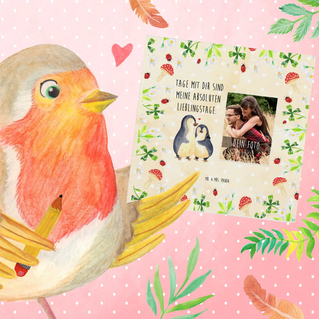 Personalized Photo Deluxe Card Penguin embrace Personalisierte Foto Grußkarte, Pinguin, Liebe, Liebespaar, Liebesbeweis, Liebesgeschenk, Verlobung, Jahrestag, Hochzeitstag, Hochzeit, Hochzeitsgeschenk