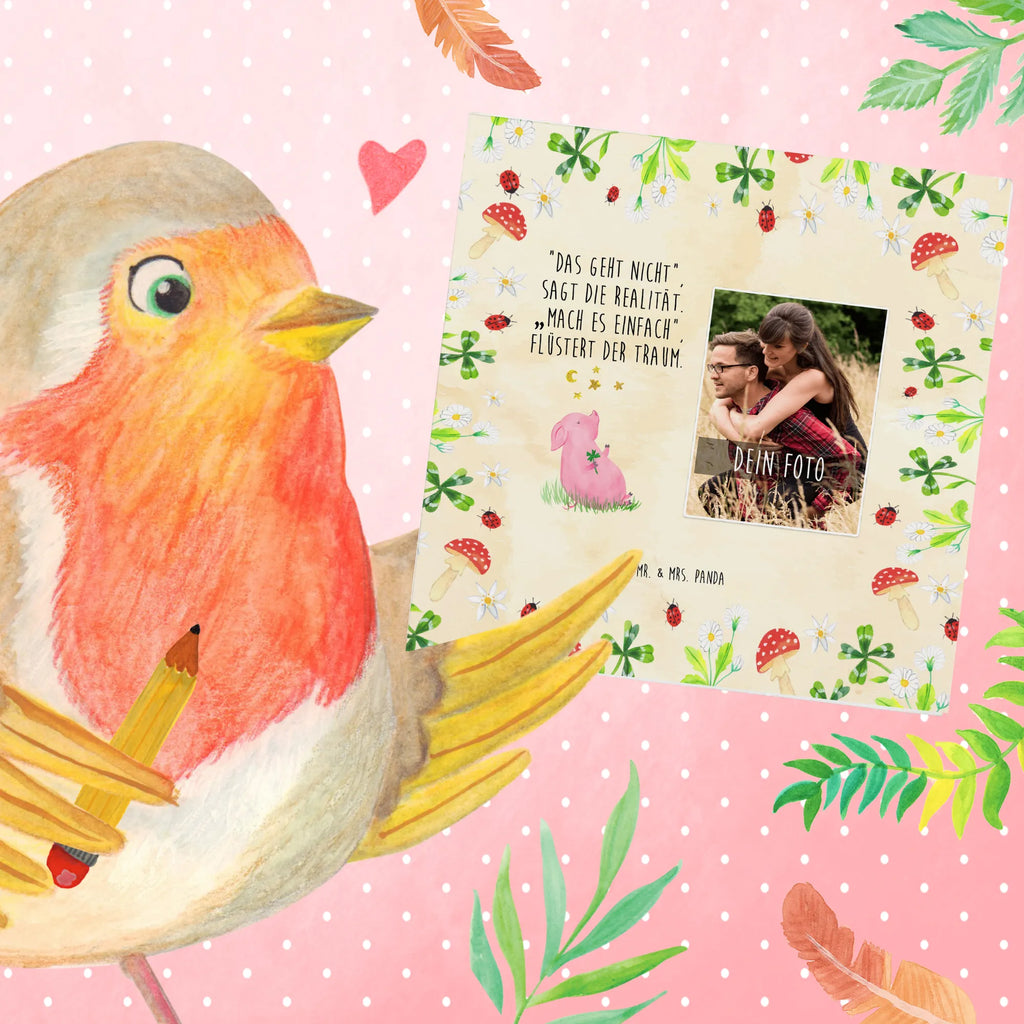 Personalized Photo Deluxe Card Pig Luck Personalisierte Foto Grußkarte, Tiermotive, Gute Laune, lustige Sprüche, Tiere, Glücksschwein. Glück, Schwein, Schweinchen, Sterne, Sernchen, Ziele, Träume, Motivation, Glücksbringer