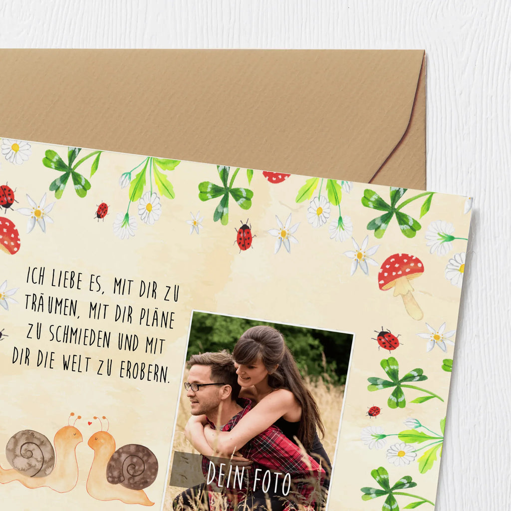 Personalized Photo Deluxe Card Snails in love Personalisierte Foto Grußkarte, Liebe, Partner, Freund, Freundin, Ehemann, Ehefrau, Heiraten, Verlobung, Heiratsantrag, Liebesgeschenk, Jahrestag, Hocheitstag