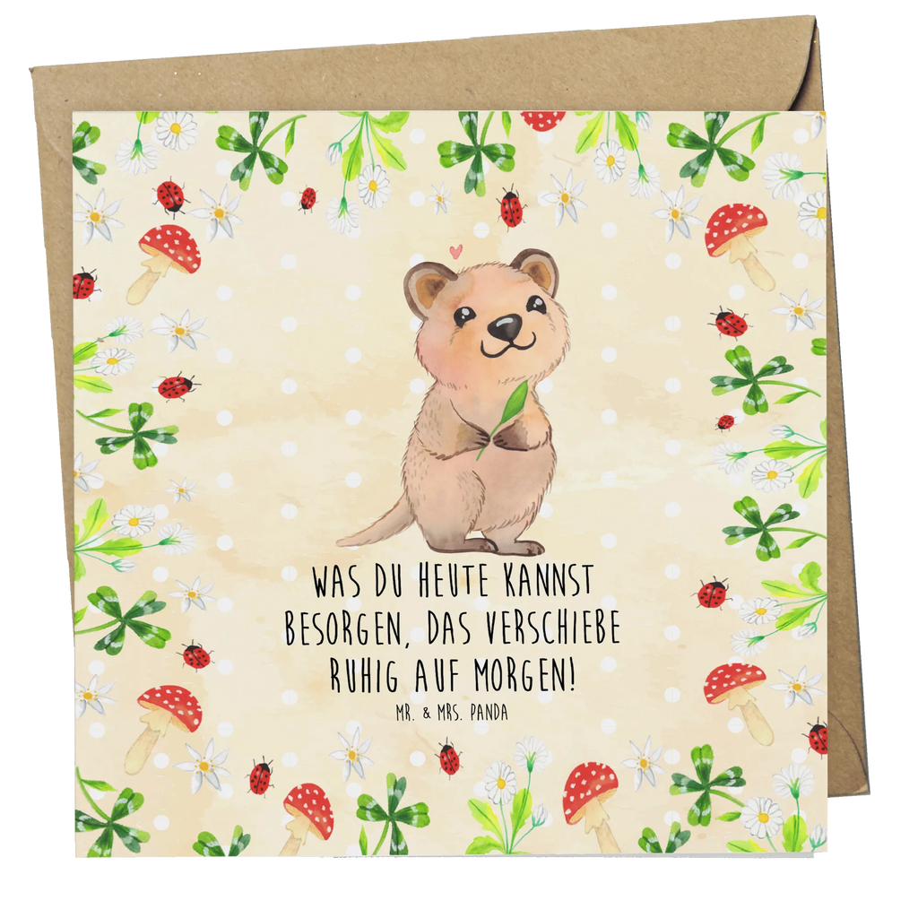 Deluxe Card Quokka Happy Hochwertige Klappkarte, Hochzeitskarte, Karte, Einladungskarte, Grußkarte, Geburtstagskarte, Klappkarte, Glückwunschkarte, Hochwertige Grußkarte, Tiermotive, Gute Laune, lustige Sprüche, Tiere, Lustiger Spruch, Quokka, Dinge erledigen, Verschieben, Aufschieberitis, Niedliches Tier