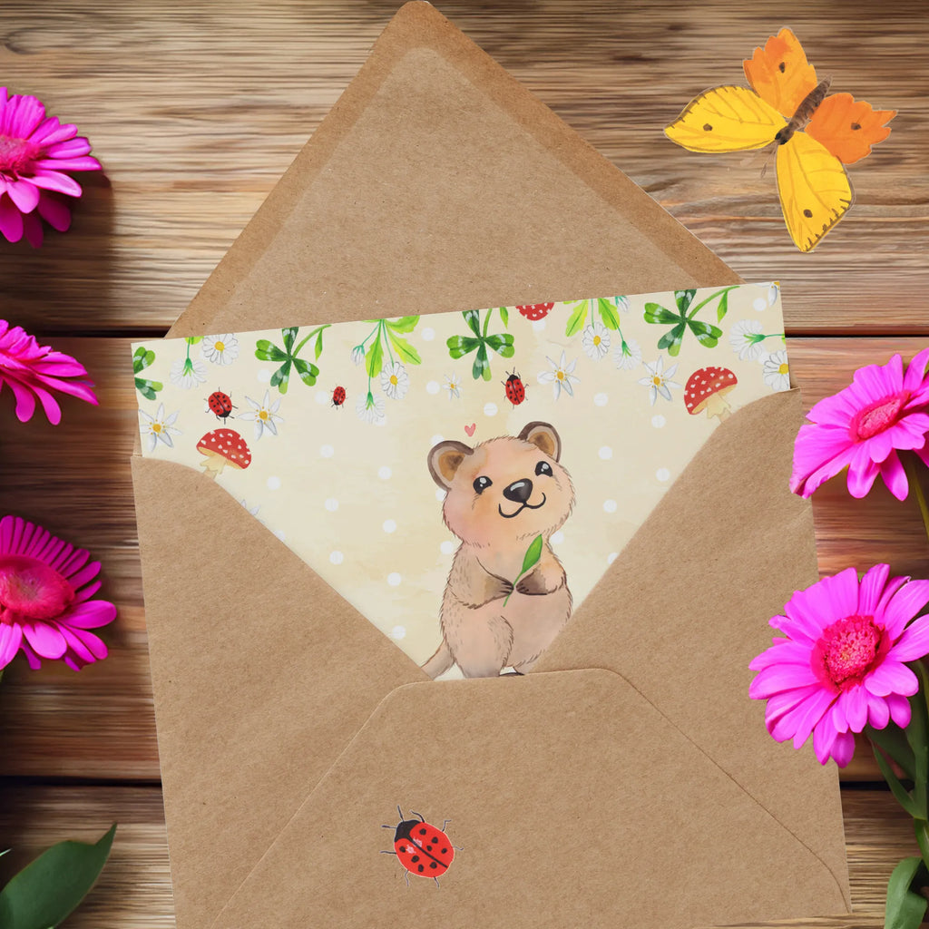 Deluxe Card Quokka Happy Hochwertige Klappkarte, Hochzeitskarte, Karte, Einladungskarte, Grußkarte, Geburtstagskarte, Klappkarte, Glückwunschkarte, Hochwertige Grußkarte, Tiermotive, Gute Laune, lustige Sprüche, Tiere, Lustiger Spruch, Quokka, Dinge erledigen, Verschieben, Aufschieberitis, Niedliches Tier