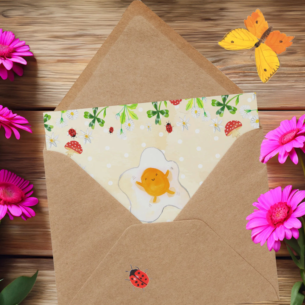 Deluxe Karte Spiegelei Ei faltkarte, Glückwunschkarte, Klappkarte, Grußkarte, doppelkarte, Lustige Sprüche, Gute Laune, Tiere, Tiermotive, Ei, Tag, Liebe, Glücklich, Spiegelei, Schön