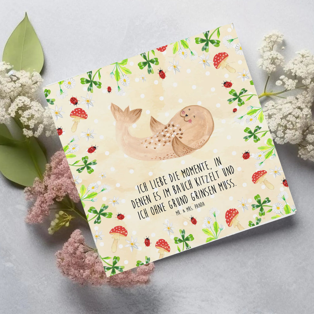 Deluxe Card seal Lay Hochzeitskarte, Grußkarte, Hochwertige Grußkarte, Hochwertige Klappkarte, Glückwunschkarte, Karte, Geburtstagskarte, Einladungskarte, Klappkarte, Tiermotive, Gute Laune, lustige Sprüche, Tiere, Meerestier, Lachen, Robben, Strand, Nordsee, Robbe, Ostsee, Freude, Seehund