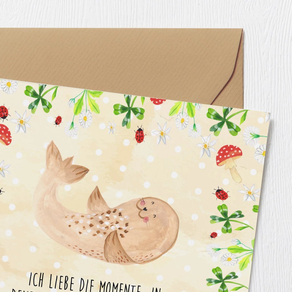 Deluxe Card seal Lay Hochzeitskarte, Grußkarte, Hochwertige Grußkarte, Hochwertige Klappkarte, Glückwunschkarte, Karte, Geburtstagskarte, Einladungskarte, Klappkarte, Tiermotive, Gute Laune, lustige Sprüche, Tiere, Meerestier, Lachen, Robben, Strand, Nordsee, Robbe, Ostsee, Freude, Seehund