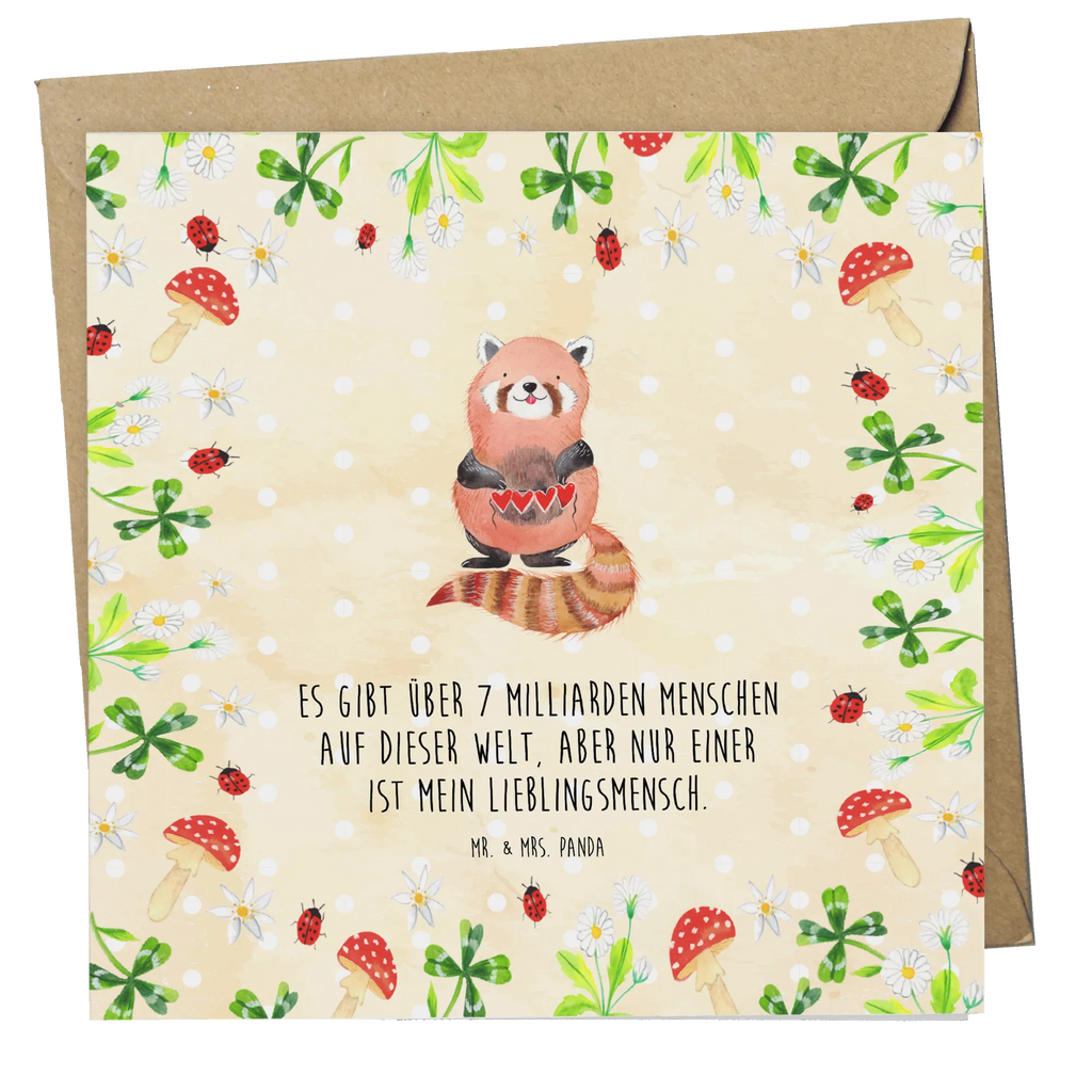 Deluxe Card red panda Hochzeitskarte, Glückwunschkarte, Grußkarte, Klappkarte, Einladungskarte, Geburtstagskarte, Karte, Hochwertige Grußkarte, Hochwertige Klappkarte, Tiermotive, Gute Laune, lustige Sprüche, Tiere, Liebe, Rot, Herz, Liebling, Panda, Lieblingsmensch