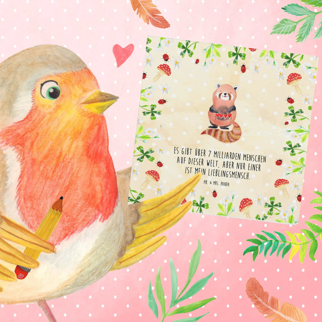 Deluxe Card red panda Hochzeitskarte, Glückwunschkarte, Grußkarte, Klappkarte, Einladungskarte, Geburtstagskarte, Karte, Hochwertige Grußkarte, Hochwertige Klappkarte, Tiermotive, Gute Laune, lustige Sprüche, Tiere, Liebe, Rot, Herz, Liebling, Panda, Lieblingsmensch