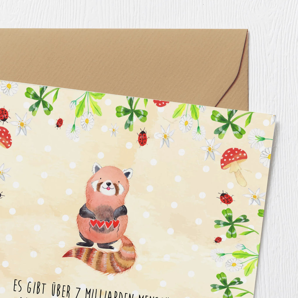 Deluxe Card red panda Hochzeitskarte, Glückwunschkarte, Grußkarte, Klappkarte, Einladungskarte, Geburtstagskarte, Karte, Hochwertige Grußkarte, Hochwertige Klappkarte, Tiermotive, Gute Laune, lustige Sprüche, Tiere, Liebe, Rot, Herz, Liebling, Panda, Lieblingsmensch