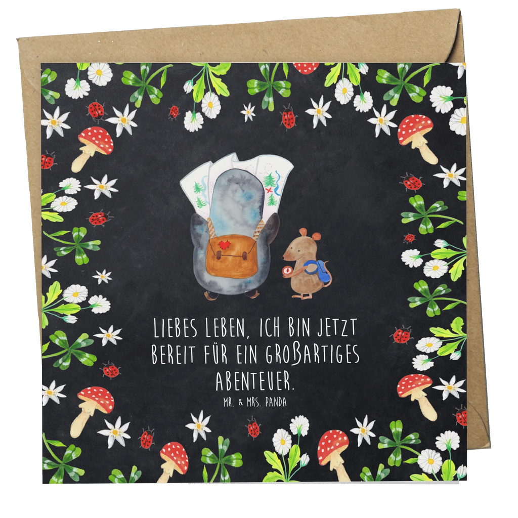 Deluxe Card Penguin & Mouse Hiker Hochwertige Klappkarte, Hochwertige Grußkarte, Karte, Hochzeitskarte, Klappkarte, Glückwunschkarte, Grußkarte, Einladungskarte, Geburtstagskarte, Pinguin, Wanderlust, Roadtrip, wandern, Abenteuer, Pinguine, Abenteurer, Ausflug